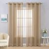 MIULEE 2 Panels Solid Color Taupe Brown Sheer Curtains Elegant Grommet Window Voile Panels/Drapes/Treatment for Bedroom Living Room (54X84 Inch) view 1