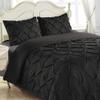 Bedding Kraft Soft Reliable Luxurious 3-Piece Pinch Pleated Duvet Cover Set 100% Egyptian Cotton 800 TC Stain Resistant Comforter Cover (Full/Queen (3-Piece), Black) view 3