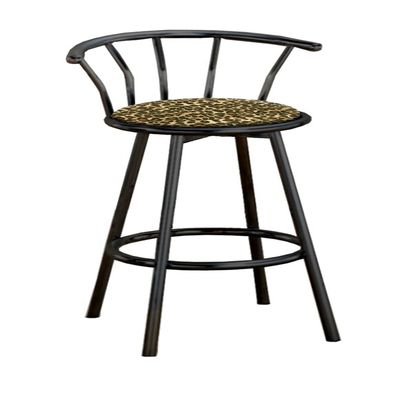 1-29" Tall Black Finish Custom Made Specialty Swivel Seat Bar Stool Featuring a Novelty Themed Fabric Covered Seat Cushion (Leopard Brown)