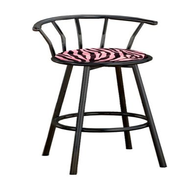 1-24" Tall Black Finish Custom Made Specialty Swivel Seat Bar Stool Featuring a Novelty Themed Fabric Covered Seat Cushion (Pink and Black Zebra)