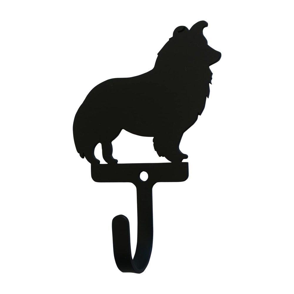 Village Wrought Iron Shetland Dog Wall Hook Decorative Small