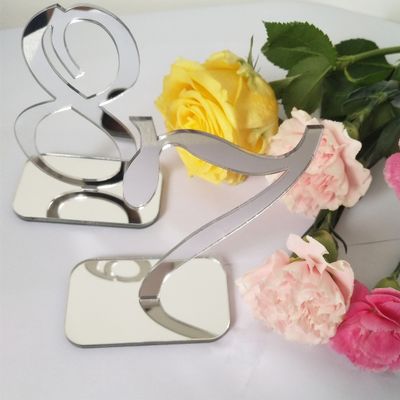 RUIXUAN Acrylic Mirror Table Numbers, Wedding Table Number with Holder, Wedding Table Numbers Set, Wedding Table Decor, Mirror Acrylic Table Numbers (30PCS, Silver)