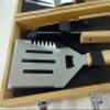 BBQ SET 5 tools | Custom engraved/personalized grilling set with 5 useful Barbeque grilling tools | Barbecue Utensils Gifts for Men & Women | In natural bamboo case | Grill Utensils Set for Dad view 2