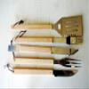 BBQ SET 5 tools | Custom engraved/personalized grilling set with 5 useful Barbeque grilling tools | Barbecue Utensils Gifts for Men & Women | In natural bamboo case | Grill Utensils Set for Dad view 3