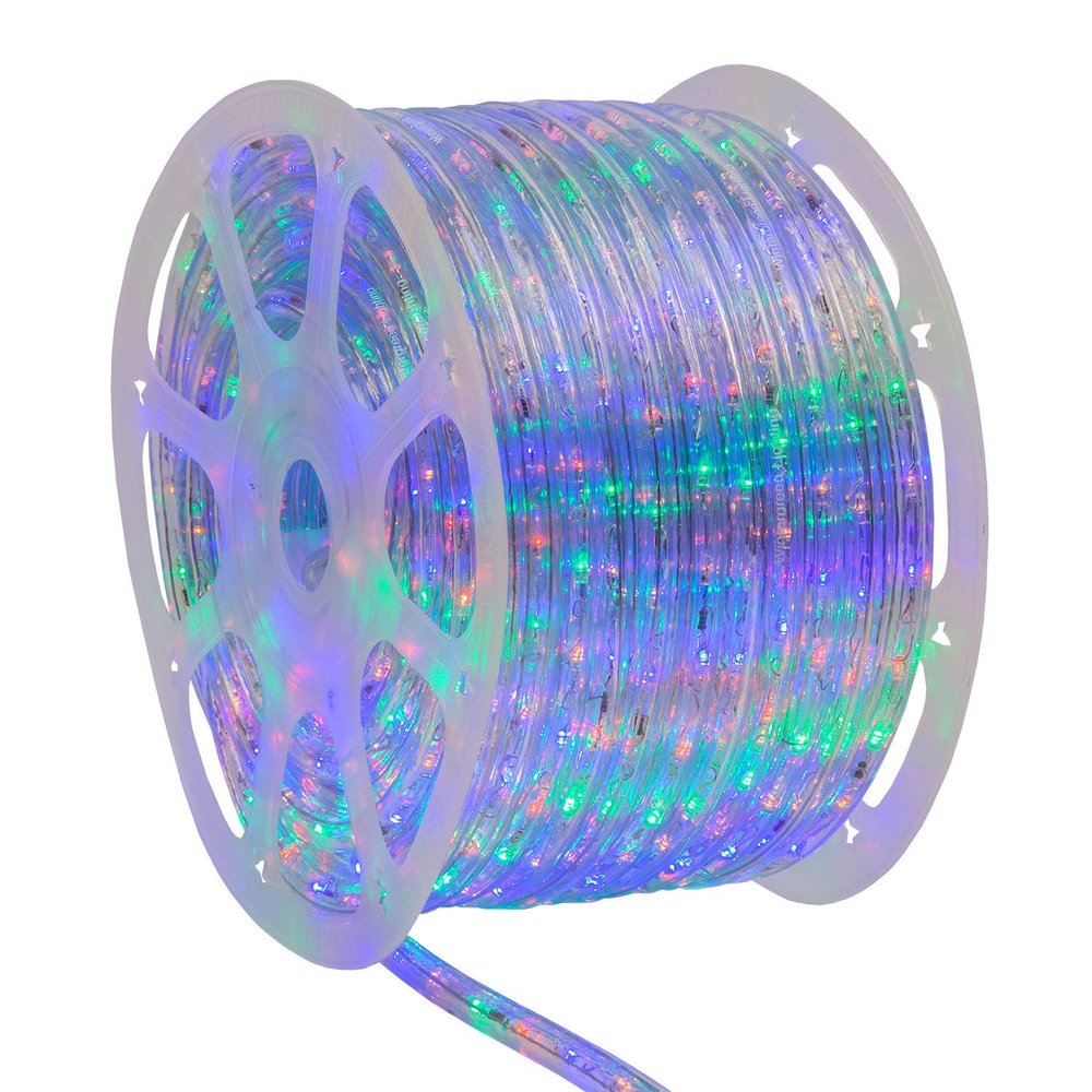 Wintergreen Lighting 150ft 1800 LED Heavy Duty Rope Light Spool, 120V ETL Indoor Rope Lights Plugin Outdoor Tube Lights Inch, Accessories and Mounting Clips Included, Multicolor