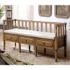 Furniture of America Stellin Cottage 3-Drawer Wood 29 in. Storage Bench with Removable Cushion for Living Room, Bedroom, Entryway, Natural Brown view 2