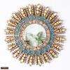 DecorContreras Round Gold Sunburst Mirror, Peruvian Turquoise Glass 17.7 in view 2