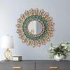 DecorContreras Round Gold Sunburst Mirror, Peruvian Turquoise Glass 17.7 in view 3