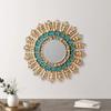 DecorContreras Round Gold Sunburst Mirror, Peruvian Turquoise Glass 17.7 in view 4