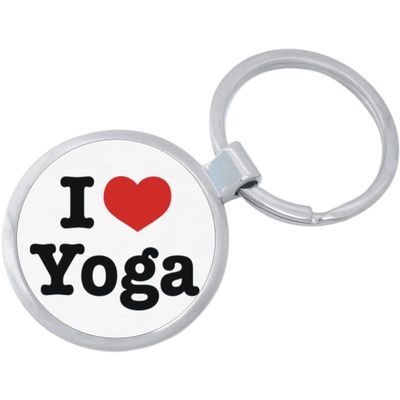 I Love Yoga Keychain Featuring Loop for Keys or Backpack