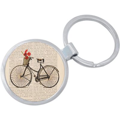 Bicycle Flowers Keychain Featuring Loop for Keys or Backpack