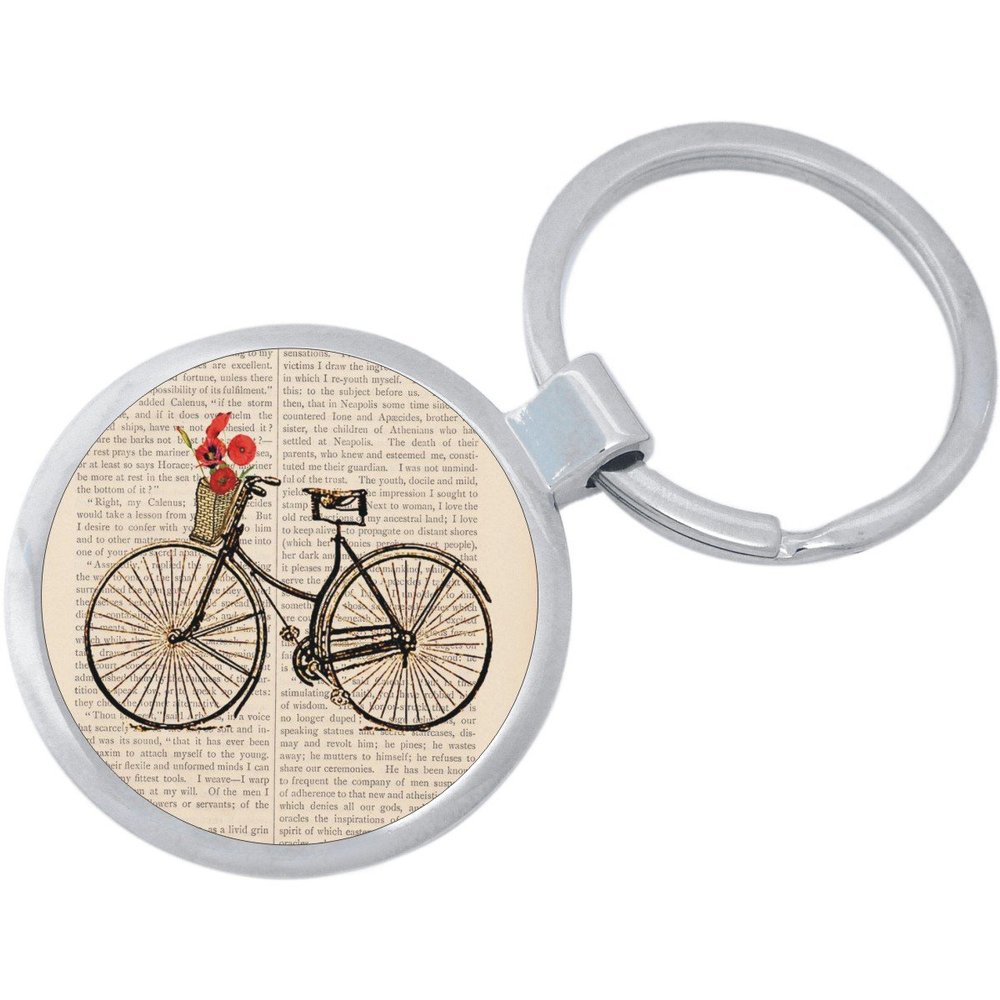 Bicycle Flowers Keychain Featuring Loop for Keys or Backpack