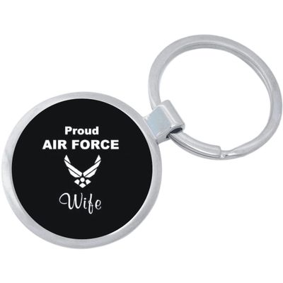 NewCharms Proud Air Force Wife Keychain Featuring Loop for Keys or Backpack