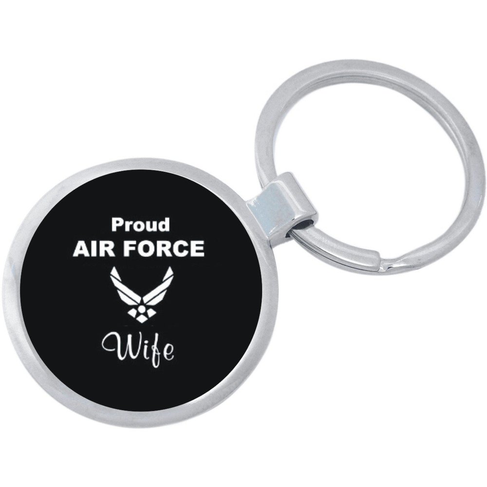NewCharms Proud Air Force Wife Keychain Featuring Loop for Keys or Backpack