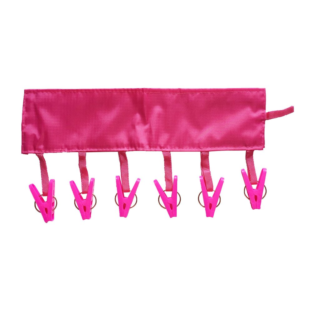 BeneAlways 2 Packs of Portable Hanger Clothespins Towel Rail Clips for Travel (Rose Red)