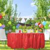 14' Light Blue Reusable Plastic Table Skirt, Extends 20'+ view 4
