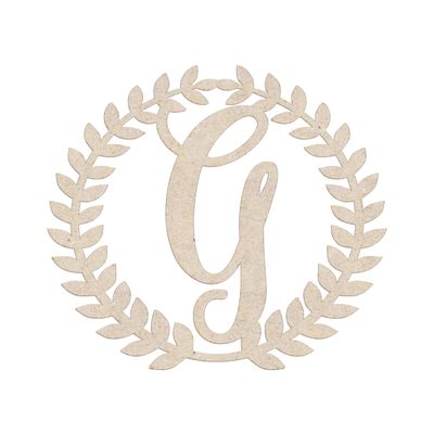 24" Roman Wreath Unfinished Wood Initial Monogram Letter G (Sizes 12"-28")