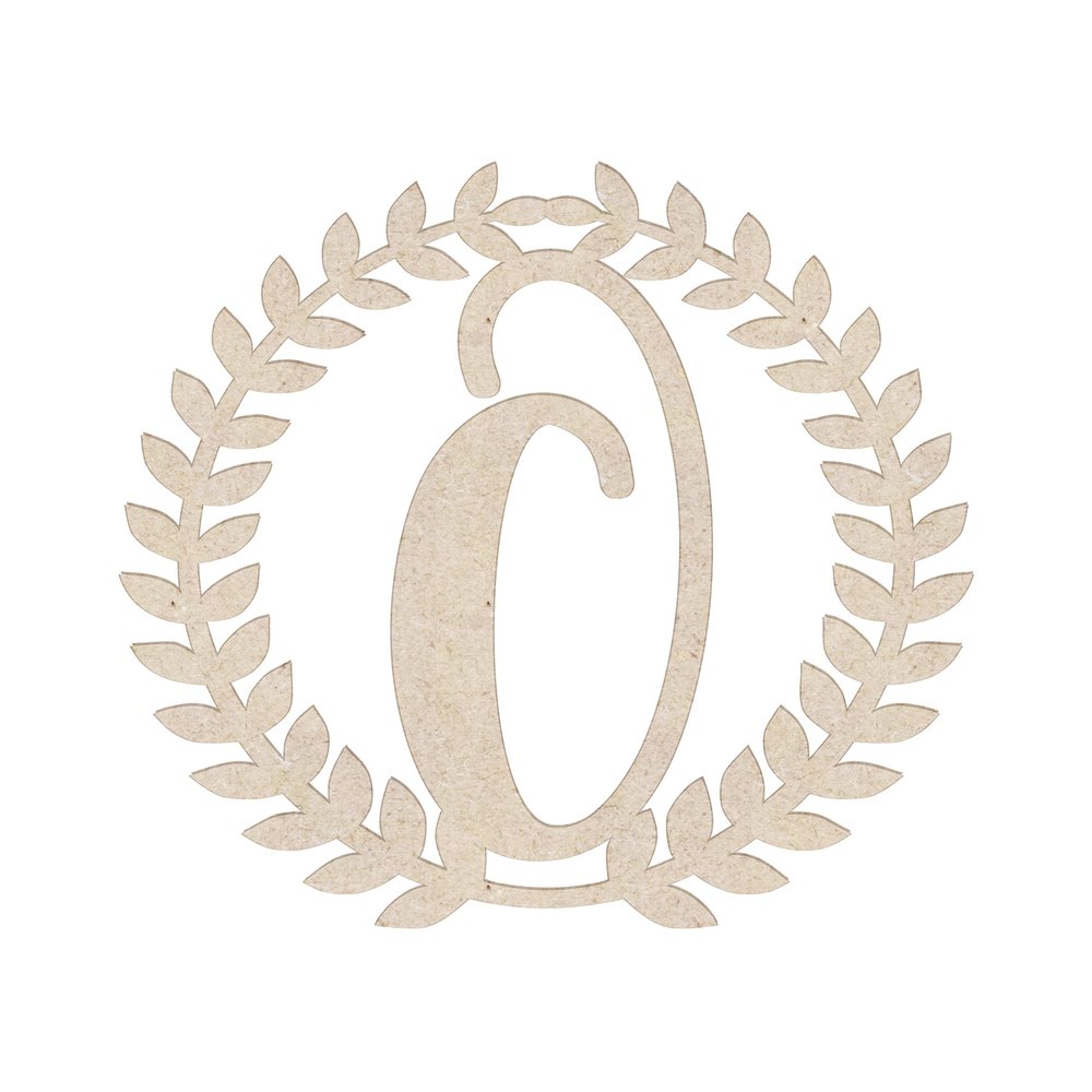 16" Roman Wreath Unfinished Wood Initial Monogram Letter O (Sizes 12"-28")