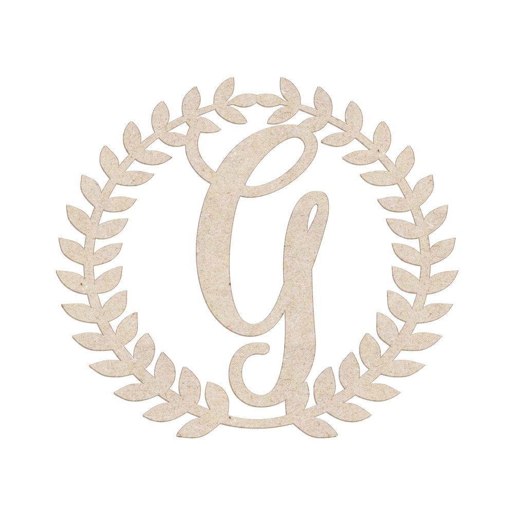 12" Roman Wreath Unfinished Wood Initial Monogram Letter G (Sizes 12"-28")