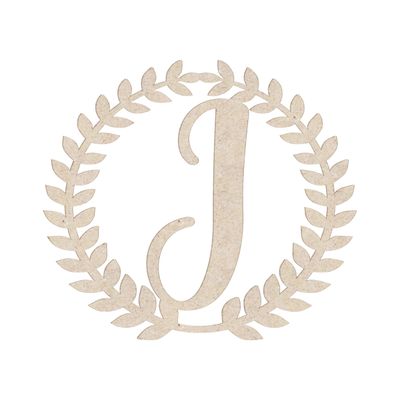 18" Roman Wreath Unfinished Wood Initial Monogram Letter I (Sizes 12"-28")