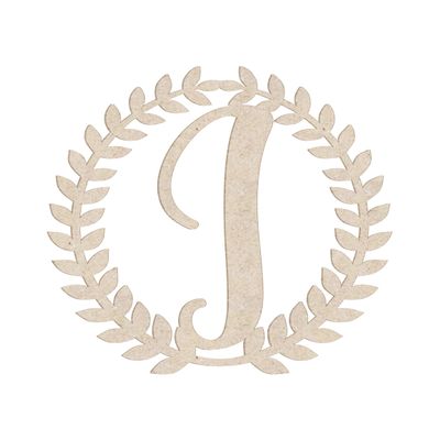 24" Roman Wreath Unfinished Wood Initial Monogram Letter J (Sizes 12"-28")