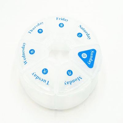 XJSXZC Round Shaped Clear Hard Plastic 7 Day Drug Organizer Pill Box