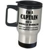 Art by Chelsydale Captain Gifts Funny Travel Mug - Not A Miracle Worker Insulated Stainless Steel Coffee Tumbler - Cute Gag for Chief Officer Commander Ship Boat Pilot view 1