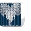 Amagical Elephants Pattern 3 Piece Bathroom Mat Set Shower Curtain Set Blue and White Bath Mat Contour Mat Fabric Shower Curtian 12 Hooks view 2