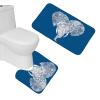 Amagical Elephants Pattern 3 Piece Bathroom Mat Set Shower Curtain Set Blue and White Bath Mat Contour Mat Fabric Shower Curtian 12 Hooks view 3