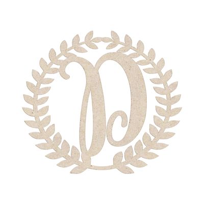 20" Roman Wreath Unfinished Wood Initial Monogram Letter D (Sizes 12"-28")