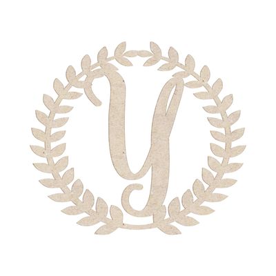 24" Roman Wreath Unfinished Wood Initial Monogram Letter Y (Sizes 12"-28")