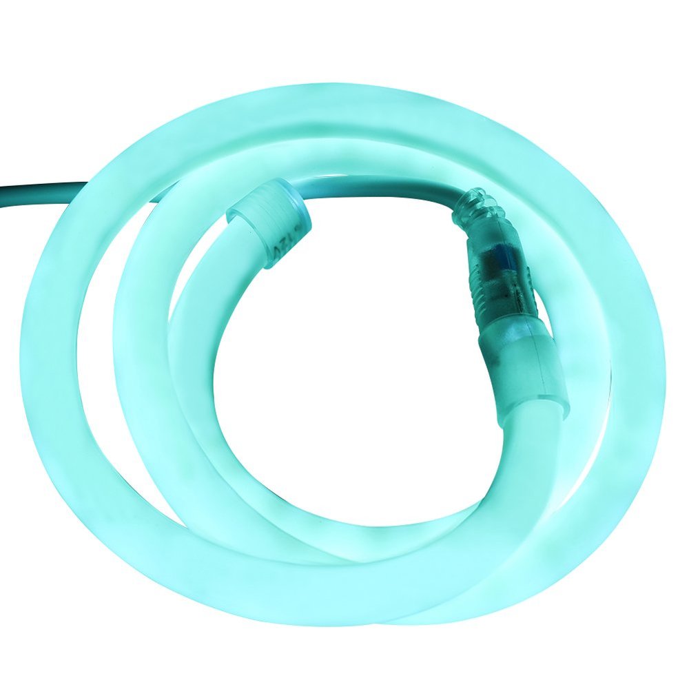 XUNATA 66ft LED Neon Rope Light, DC 12V 2835 Round Tube Flexible 360 Degree LED Neon Strip Lights, 2400 Units LED Waterproof Neon Rope Light for Decoration(Ice Blue)