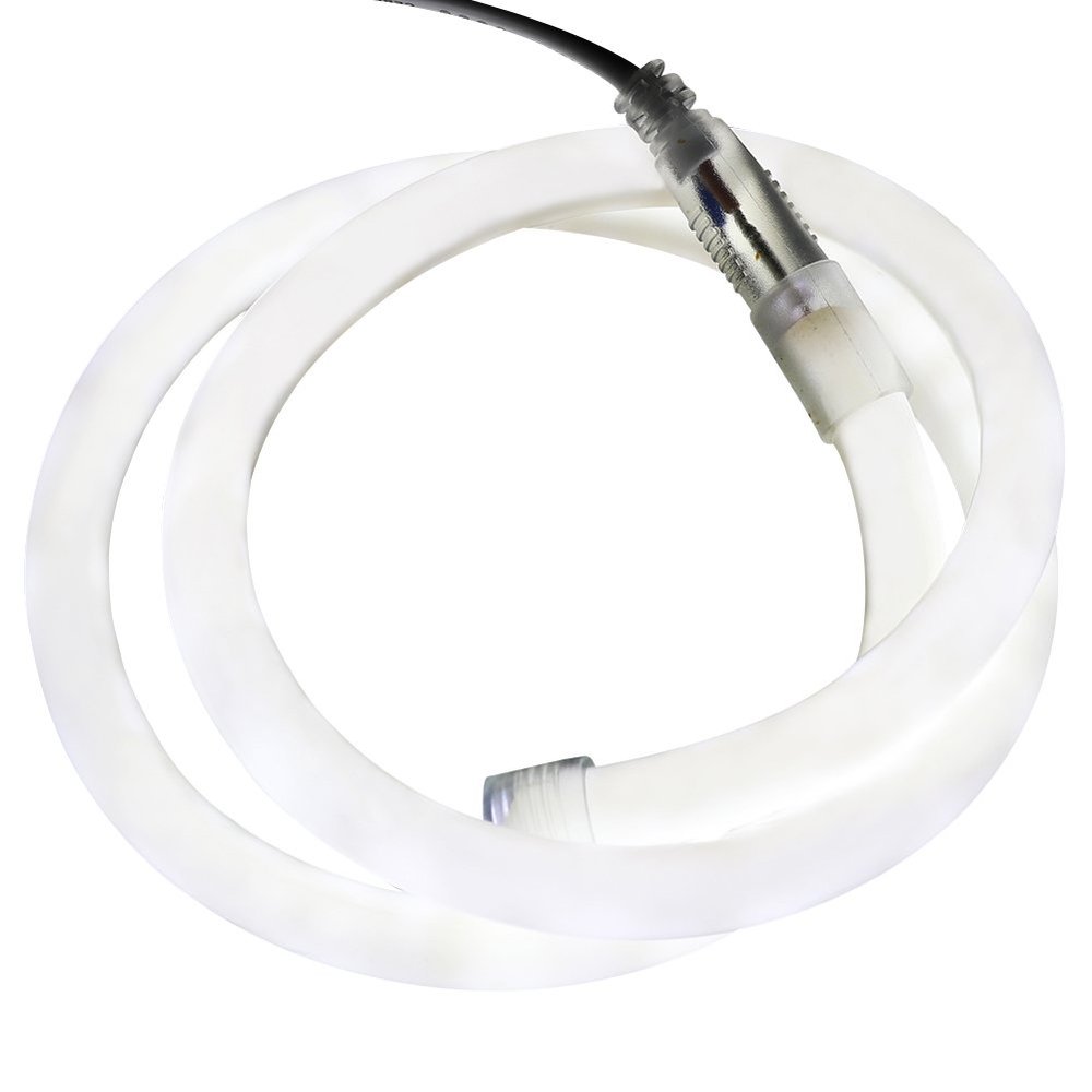 XUNATA 164ft LED Neon Rope Light, DC 12V 2835 Round Flexible 360 Degree LED Neon Strip Lights, 6000 Units LED Waterproof Neon Rope Light for Decoration(White)