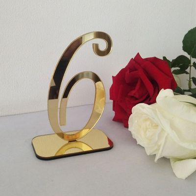 RUIXUAN Acrylic Mirror Table Numbers, Wedding Table Number with Holder, Wedding Table Numbers Set, Wedding Table Decor, Mirror Acrylic Table Numbers (10PCS, Gold)