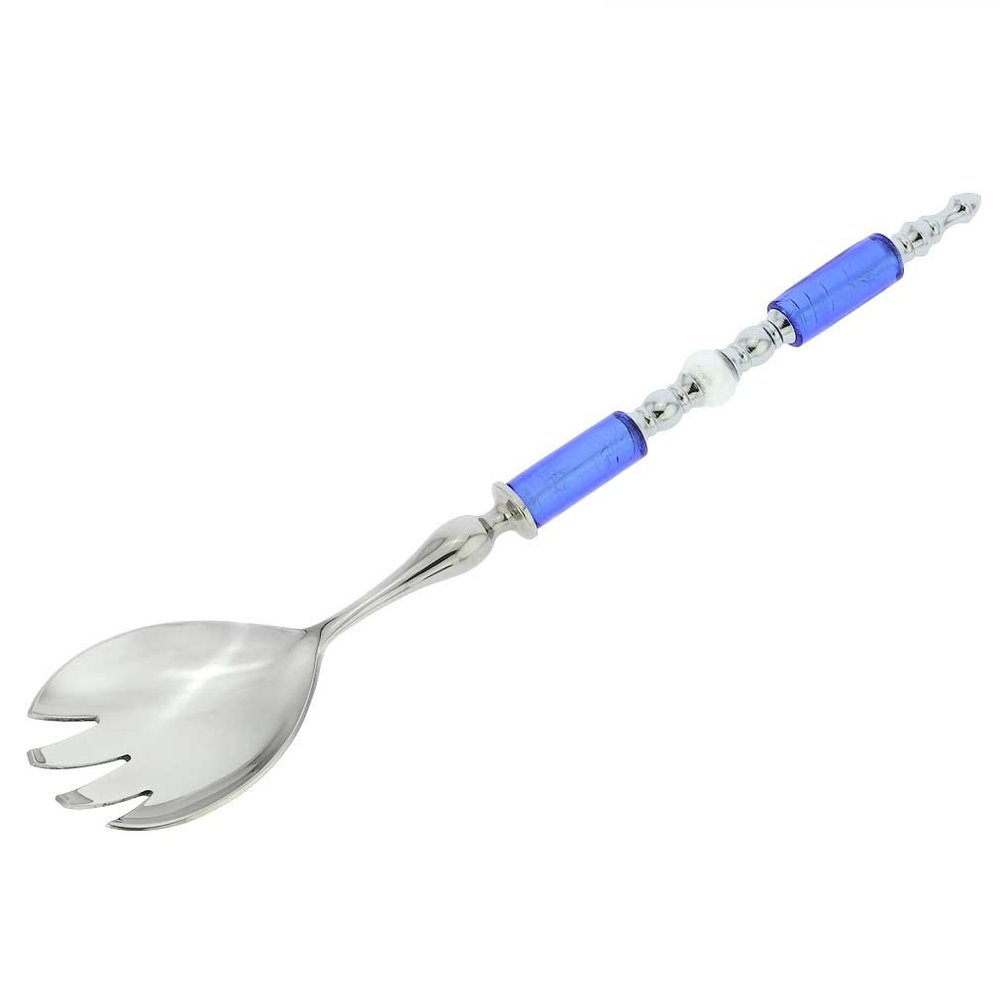 Glass Of Venice Italian Murano Glass Salad Fork - Silver Blue
