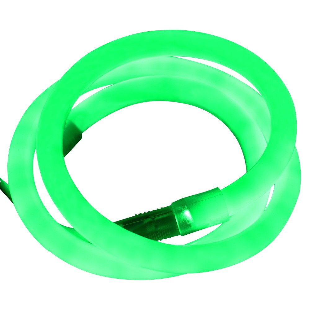XUNATA 23ft LED Neon Rope Light, DC 12V 2835 Round Tube Flexible 360 Degree LED Neon Strip Lights, 840 Units LED Waterproof Neon Rope Light for Decoration(Green)