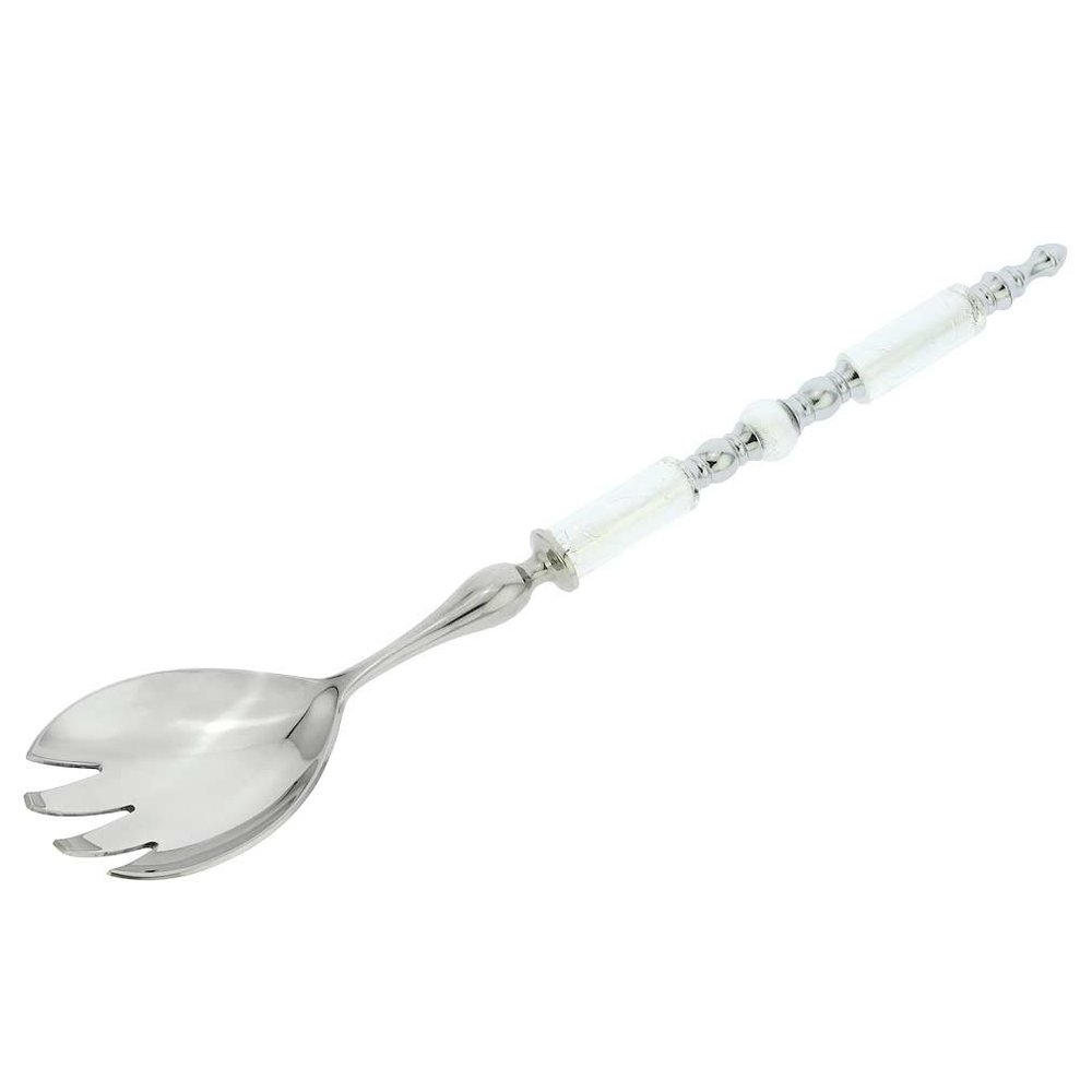 Glass Of Venice Italian Murano Glass Salad Fork - Silver White