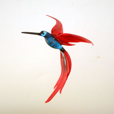 WGK Glass Art 36-224 Aqua Humming Bird - Aqua Red
