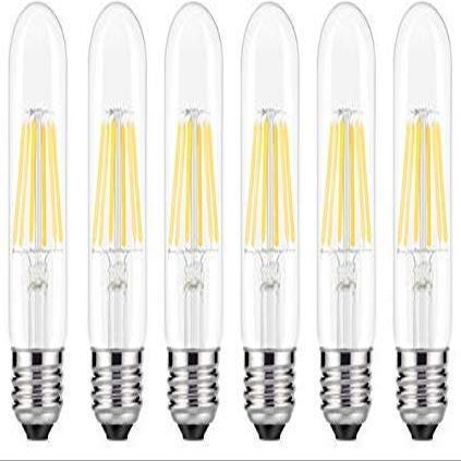 6PACK LED Filament Bulb Tubular Light Bulb T10 6W, E26 Base, Clear Warm White 2700K, LED Edison Bulb 50W Equivalent, 110-120VAC, Dimmable (6)