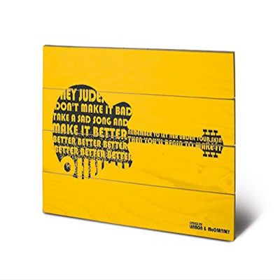 Lyrics by Lennon & McCartney Hey Jude Guitar Wooden Wall Art, Multicolour, 40 x 59 cm