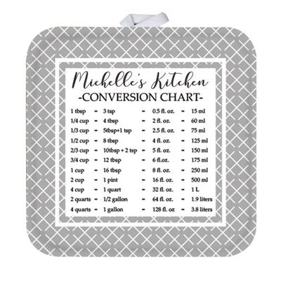 GiftsForYouNow Personalized Pot Holder with Measurement Conversion Chart, Gray