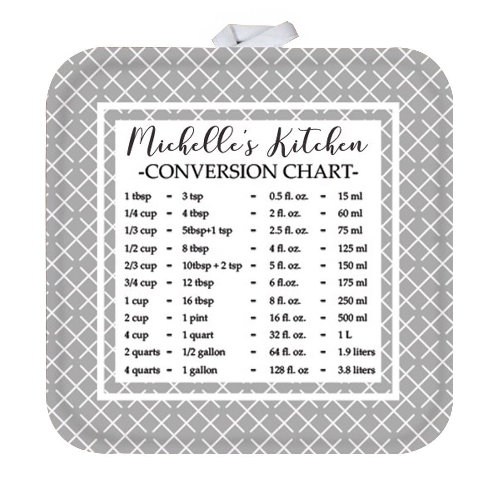 GiftsForYouNow Personalized Pot Holder with Measurement Conversion Chart, Gray