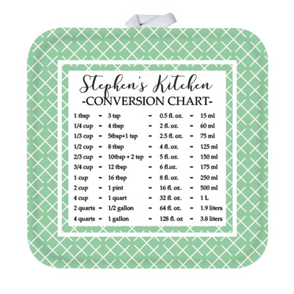 GiftsForYouNow Personalized Pot Holder with Measurement Conversion Chart, Green