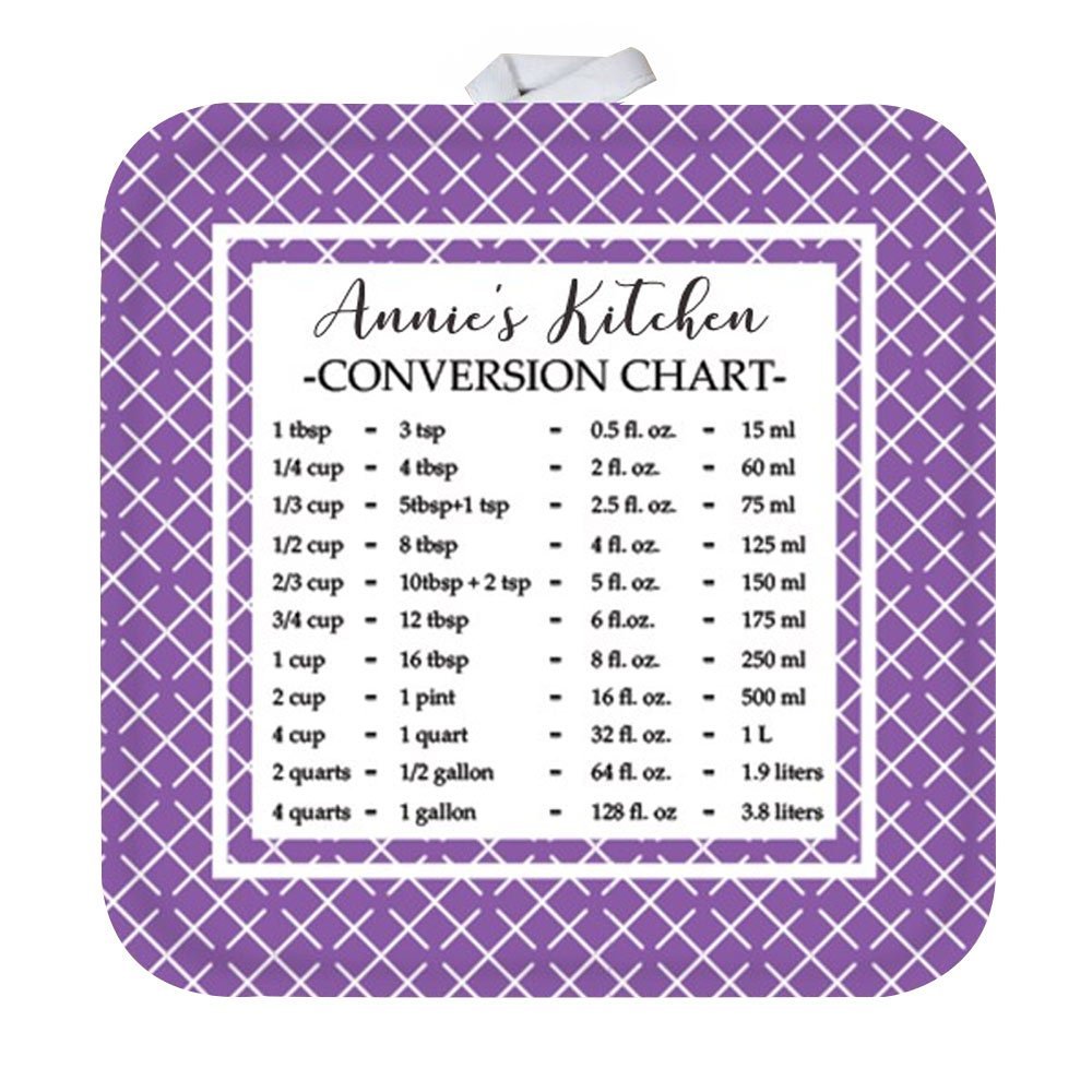 GiftsForYouNow Personalized Pot Holder with Measurement Conversion Chart, Purple