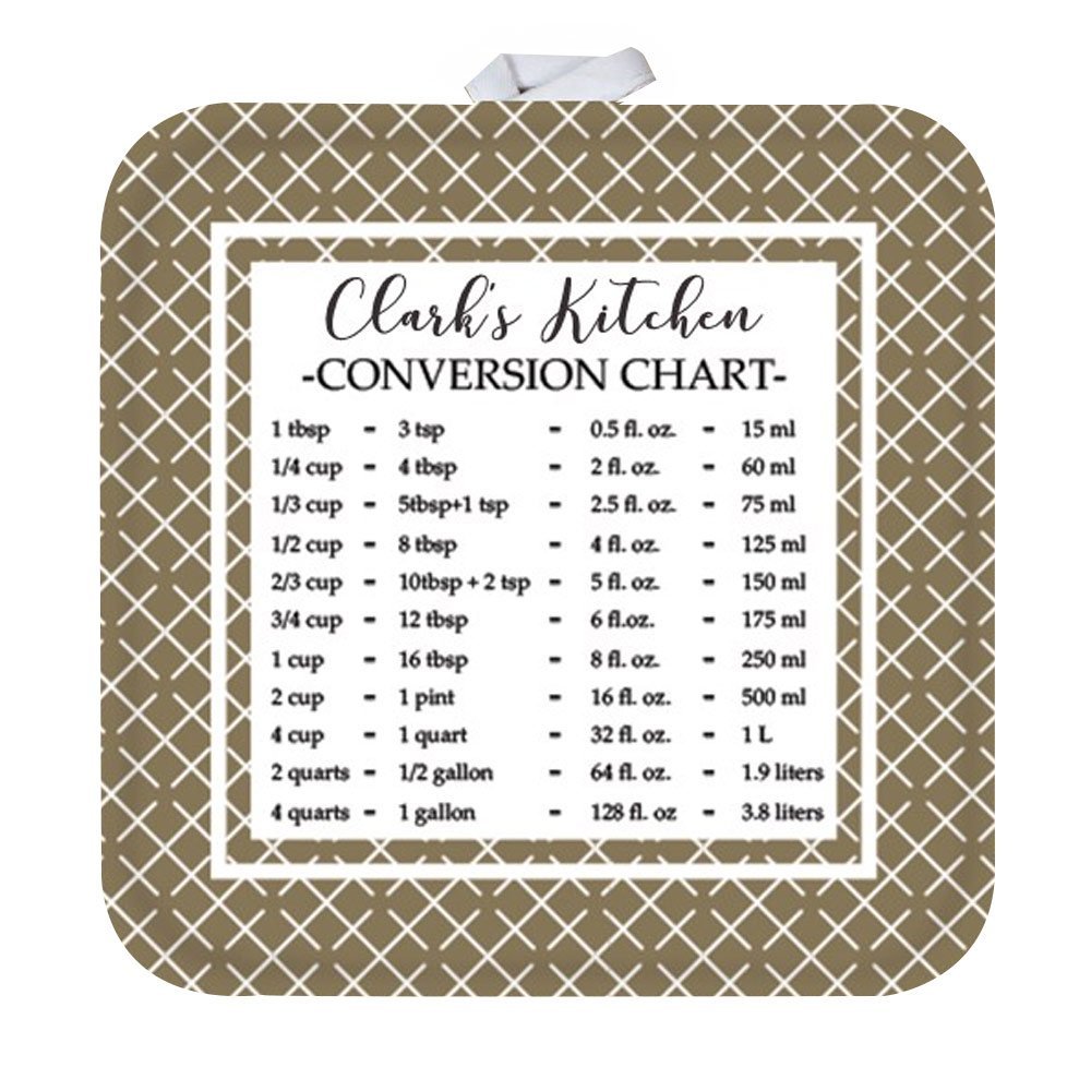 GiftsForYouNow Personalized Pot Holder with Measurement Conversion Chart, Brown