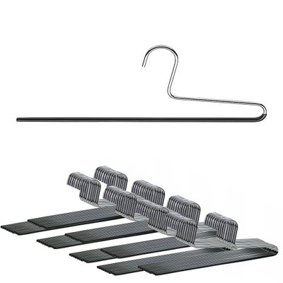Mawa by Reston Lloyd Non-Slip Space Saving Clothes Hanger with Single Rod for Pants, Style KH/1, Set of 160, Black