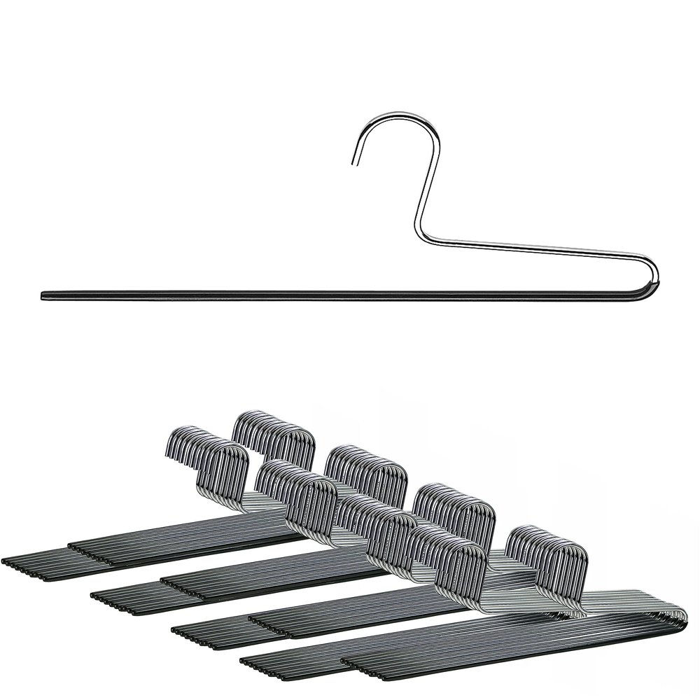 Mawa by Reston Lloyd Non-Slip Space Saving Clothes Hanger with Single Rod for Pants, Style KH/1, Set of 160, Black