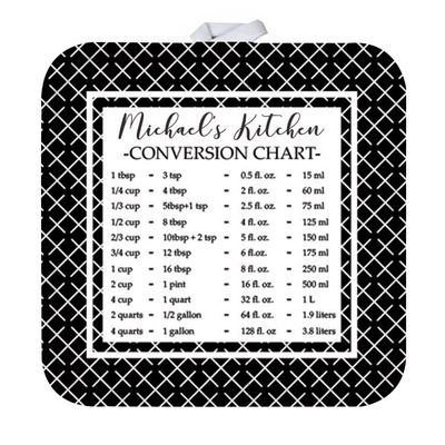 GiftsForYouNow Personalized Pot Holder with Measurement Conversion Chart, Black