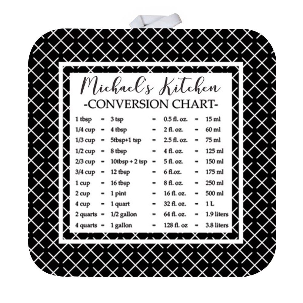 GiftsForYouNow Personalized Pot Holder with Measurement Conversion Chart, Black