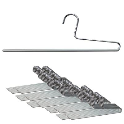 Mawa by Reston Lloyd Non-Slip Space Saving Clothes Hanger with Single Rod for Pants, Style KH/1, Set of 160, Silver